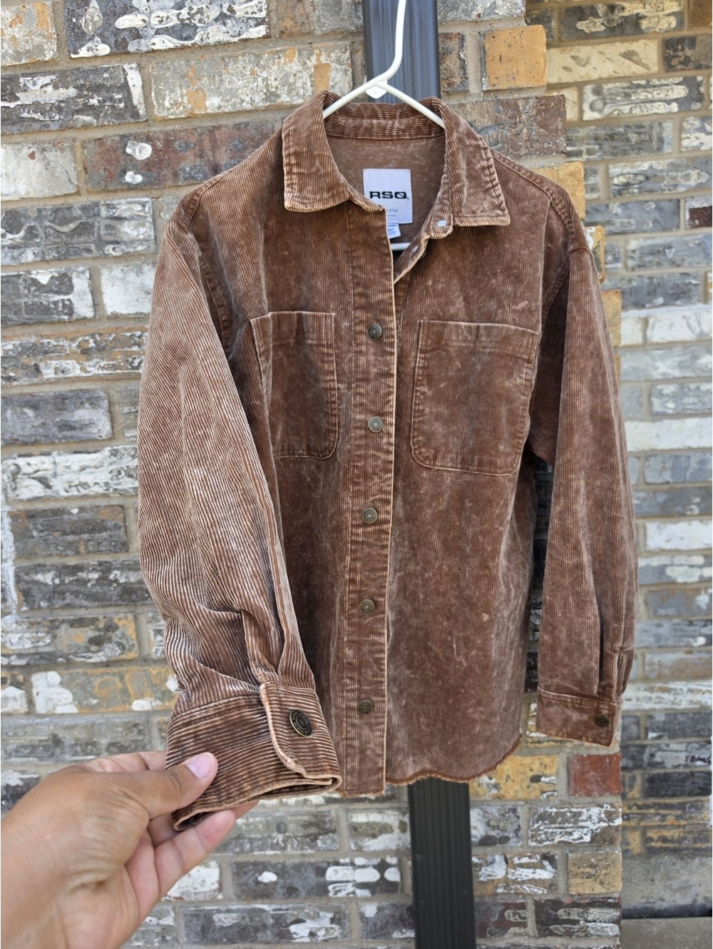 RSQ Corduroy Button-Up Shirt Jacket in Brown Size XS